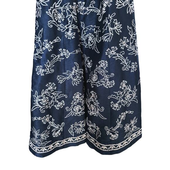 Eshakti Jersey Knit Embroidery Dupioni Dress Black Gold Floral Size 10 Old Money - Picture 9 of 12